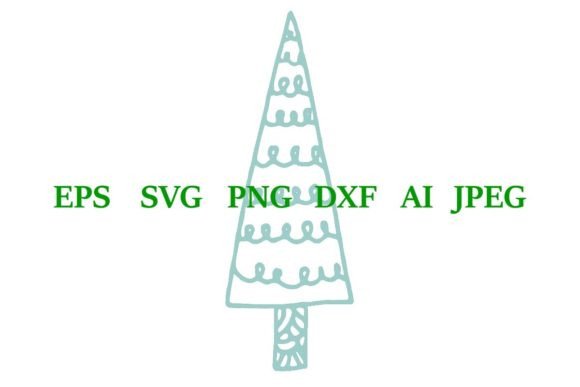 Boho Christmas Tree Doodle Clipart & Illustrations