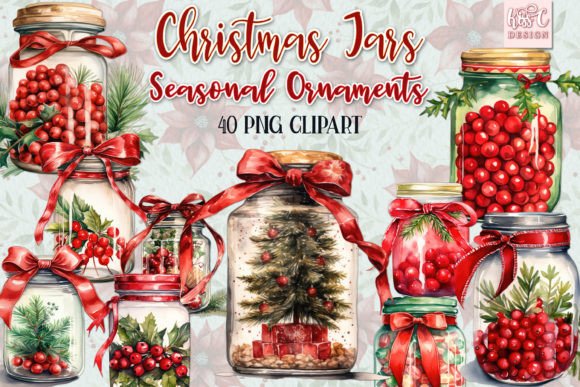 Christmas Jars Seasonal Decoration Illustrations