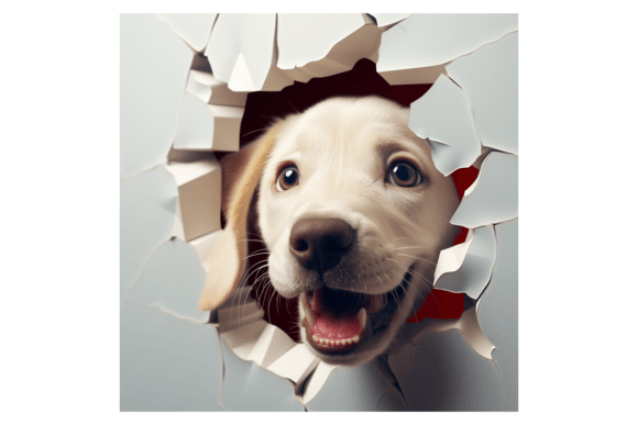 Christmas Labrador Broken Wall 2 Illustrations