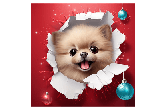Christmas Pomeranian Broken Wall 1 Illustrations