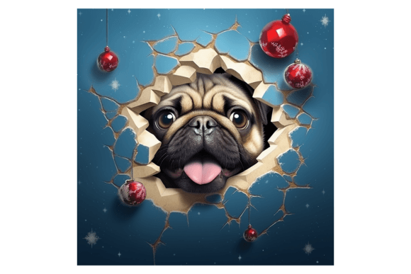 Christmas Pug Broken Wall 1 Illustrations Review