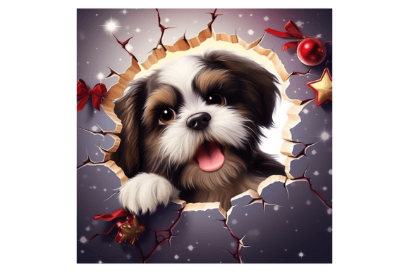 Christmas Shi-tzu Broken Wall 1 Illustrations