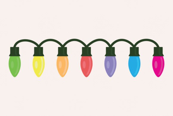 Colorful Christmas String Lights Wire Illustrations