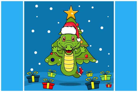 Crocodile Christmas Illustrations for Branding