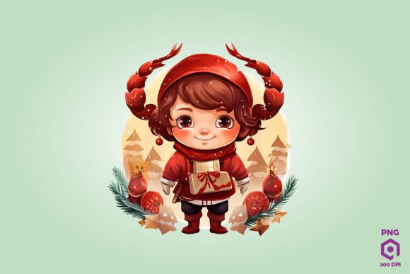 Cute Chibi Christmas Scorpio Clipart for Illustrations