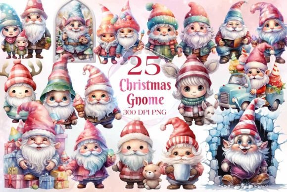 Cute Christmas Gnome Clipart for Festive Illustrations