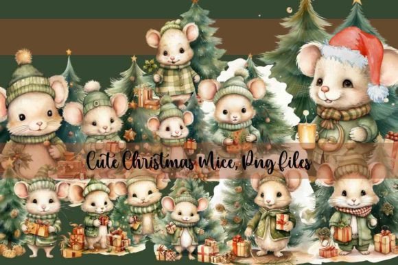 Cute Mice Christmas PNGs for Brand Illustrations