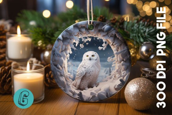 Cute Owl Christmas Ornament PNG 15: Illustrations