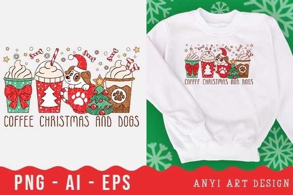 Dog Coffee Christmas PNG: Festive Illustrations