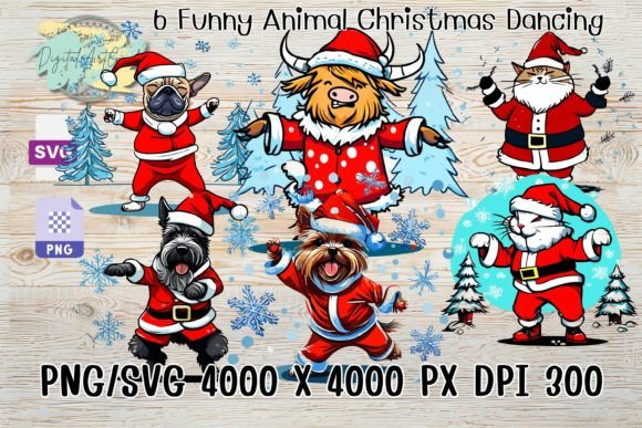 Funny Animal Christmas Dancing Drawing: Illustrations for Sellers