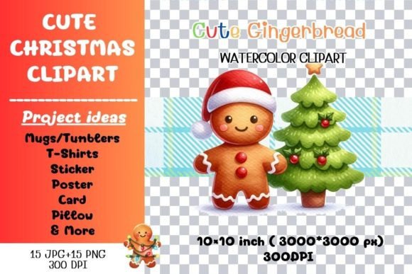Gingerbread Christmas PNG Sublimation Illustrations