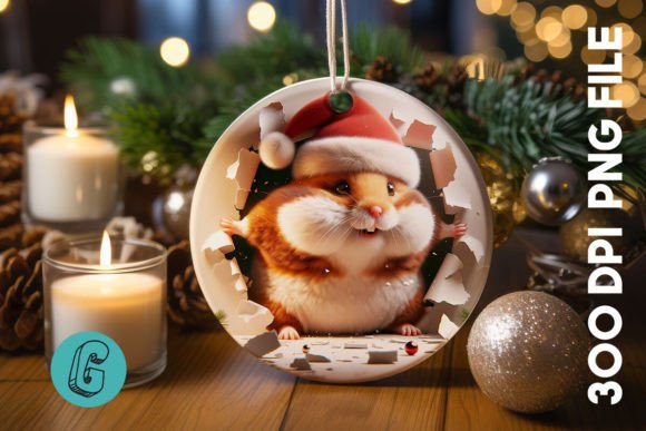 Guinea Pig Christmas Ornament: Festive Illustrations