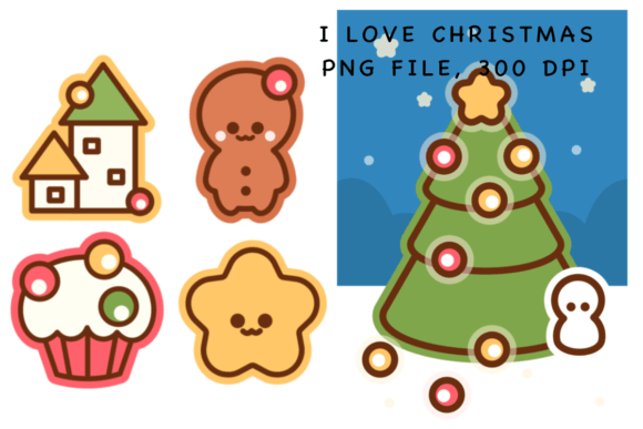I Love Christmas Sticker: Festive Illustrations for Branding