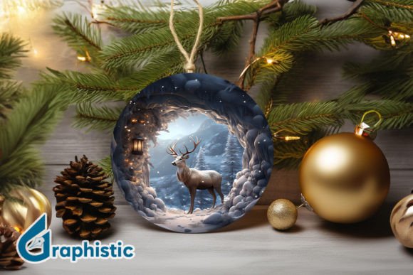 Reindeer Christmas Ornament PNG 04 Illustrations
