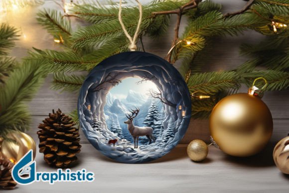 Reindeer Christmas Ornament PNG 05: Illustrations for Branding
