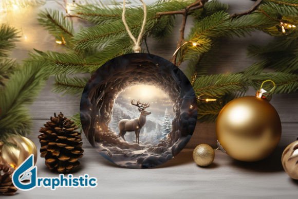 Reindeer Christmas Ornament PNG 09: Illustrations for Branding