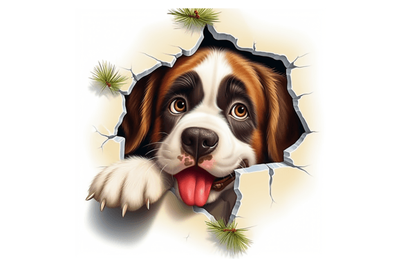 Review: Christmas St Bernard Dog Broken Wall 1 Illustrations