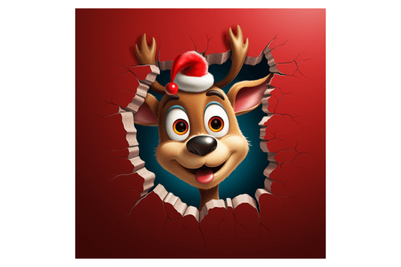 Reviewing Christmas Reindeer Portrait Broken Wall 2