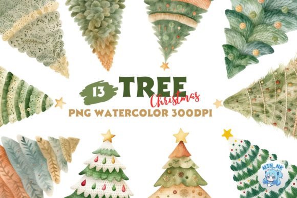 Reviewing Tree Christmas Watercolor Clipart PNG for Embroidery