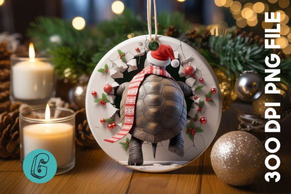Reviewing Turtle Christmas Ornament PNG Back 19