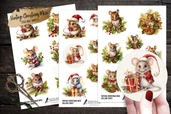 Reviewing Vintage Christmas Mice Collage Sheets