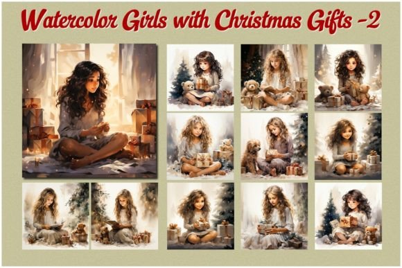 Reviewing Watercolor Girls with Christmas Gifts-II