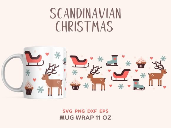 Scandinavian Christmas Mug Svg: Festive Illustrations