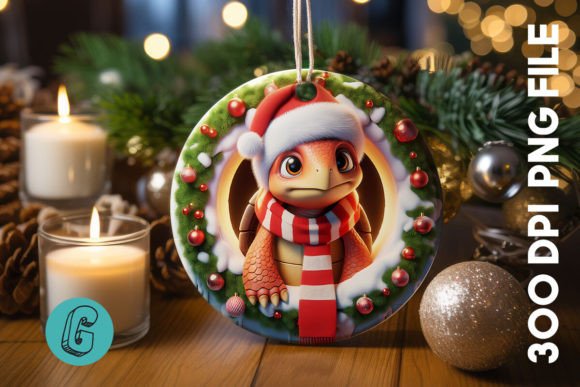 Turtle Christmas Ornament PNG Front 20 Illustrations